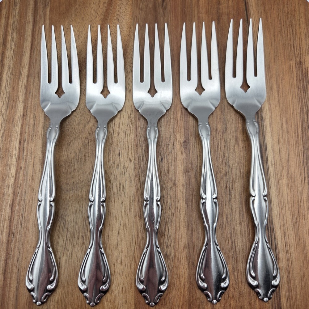 Set Of 5 Oneida Community Cantata‎ Pattern Stainless Steel 7" Salad Forks